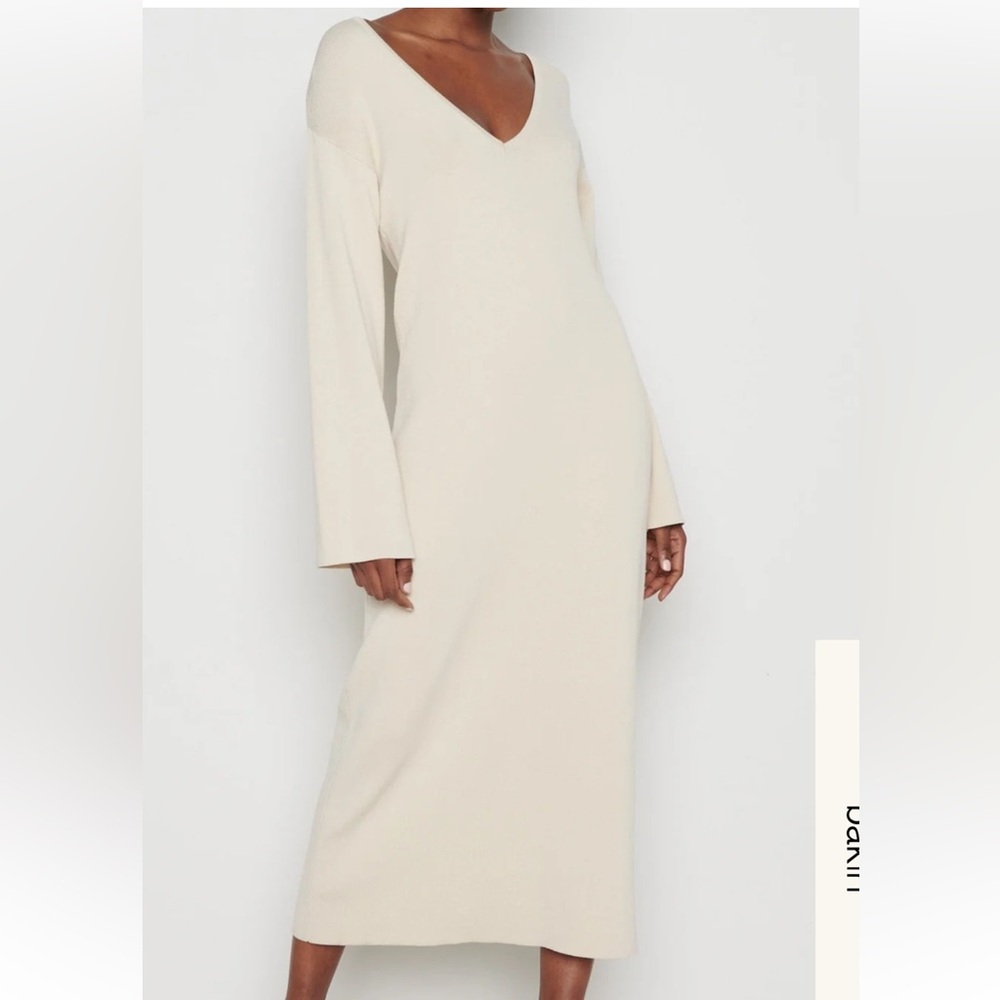 Pretty Lavish Women’s Adriana Dress Cream V-Neck Elegant Dress Size Large